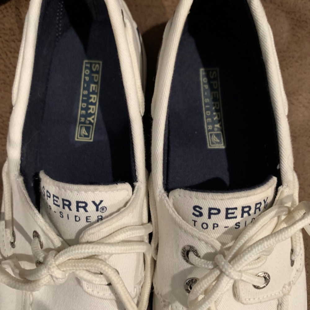 Sperry Top Sider White Boat Shoes - Size 6 1/2 - Picture 2 of 4